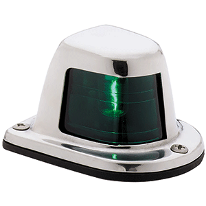 ATTWOOD 1-MILE DECK MOUNT, GREEN SIDELIGHT, 12V, STAINLESS STEEL HOUSING