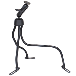 RAM MOUNT POD III UNIVERSAL NO-DRILL MOUNT W/DOUBLE SOCKET ARM & 2 2.5" ROUND BASES, AMPS PATTERN