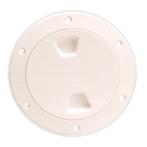 BECKSON 4" SMOOTH CENTER SCREW-OUT DECK PLATE, BEIGE