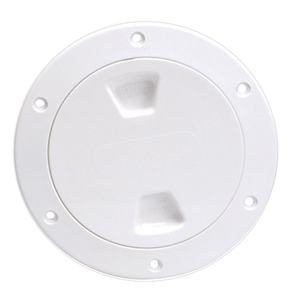 BECKSON 4" SMOOTH CENTER SCREW-OUT DECK PLATE, WHITE