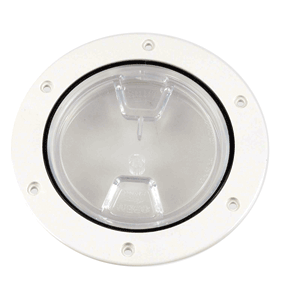 BECKSON 4" CLEAR CENTER SCREW-OUT DECK PLATE, WHITE