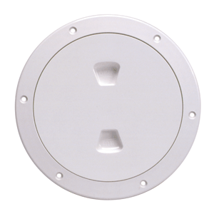 BECKSON 6" SMOOTH CENTER SCREW-OUT DECK PLATE, WHITE