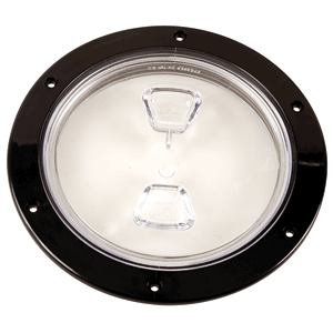 BECKSON 6" CLEAR CENTER SCREW-OUT DECK PLATE, BLACK