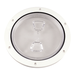 BECKSON 6" CLEAR CENTER SCREW OUT DECK PLATE, WHITE