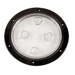 BECKSON 8" CLEAR CENTER SCREW-OUT DECK PLATE, BLACK