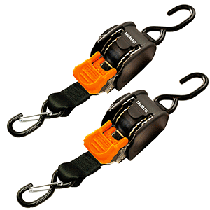 CARGOBUCKLE MINI G3 RETRACTABLE TIE-DOWN W/ DUAL S-HOOKS 1" X 72", PAIR