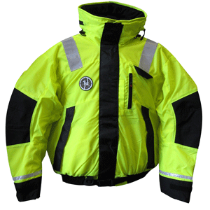 FIRST WATCH AB-1100 FLOTATION BOMBER JACKET, HI-VIS YELLOW/BLACK, LARGE