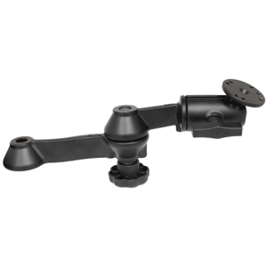 RAM MOUNT 12" DOUBLE SWING ARM W/2.5" ROUND BASE, POWDER COATED MARINE GRADE ALUMINUM