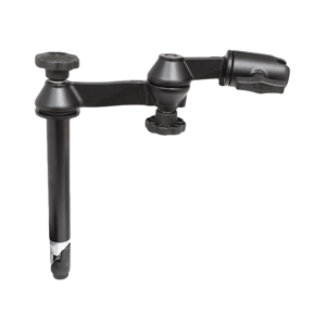 RAM MOUNT DOUBLE SWING ARM W/8" MALE TELE-POLE, NO BALL BASE