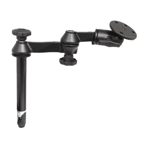 RAM MOUNT DOUBLE SWING ARM W/8" MALE TELE-POLE, 3.68" BASE