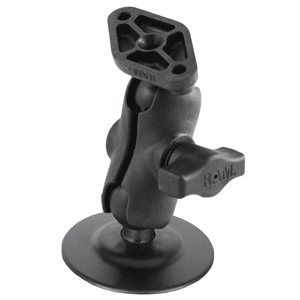 RAM MOUNT 1" DIAMETER BALL MOUNT W/SHORT DOUBLE SOCKET ARM, 2.5" FLEX ADHESIVE BASE & DIAMOND BASE ADAPTER