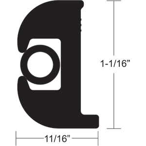 TACO FLEX VINYL RUB RAIL KIT, BLACK W/BLACK INSERT, 70', 1-1/16" X 11/16"