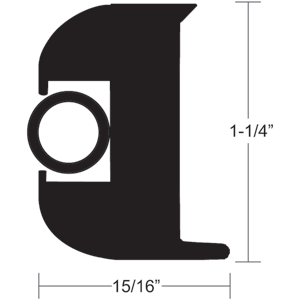 TACO FLEX VINYL RUB RAIL KIT, BLACK W/BLACK INSERT, 70', 1-1/4" X 15/16"