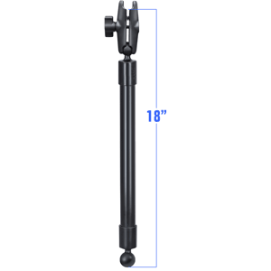 RAM MOUNT 18" LONG EXTENSION POLE W/2 1" BALL ENDS & DOUBLE SOCKET ARM