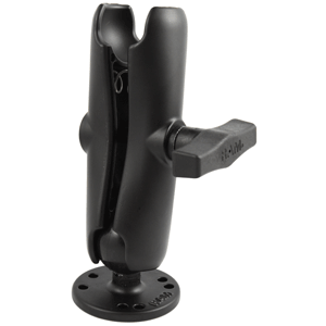 RAM MOUNT 1.5" BALL DOUBLE SOCKET ARM W/2.5" ROUND BASE