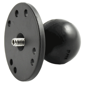 RAM MOUNT 2.5" ROUND BASE W/1.5" BALL & 1/4"-20 THREADED MALE POST F/CAMERAS