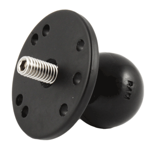 RAM MOUNT 2.5" ROUND BASE W/1.5" BALL & 3/8"-16 THREADED MALE POST F/CAMERAS