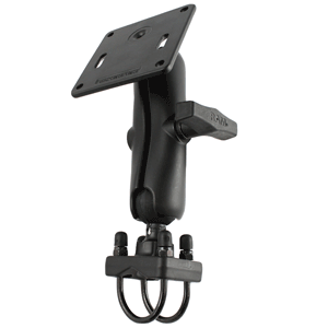 RAM MOUNT 1.5" RAIL MOUNT W/DOUBLE U-BOLT BASE & 3.625" SQUARE BASE (VESA 75MM X 75MM HOLE PATTERN)