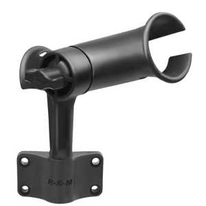 RAM MOUNT RAM TUBE JR. FISHING ROD HOLDER W/SHORT 4" LENGTH POST SPLINE & BULKHEAD MOUNTING BASE