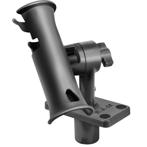 RAM MOUNT RAM TUBE JR. ROD HOLDER W/SHORT 4" LENGTH POST SPLINE & FLUSH MOUNTING BASE