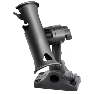 RAM MOUNT RAM TUBE JR. FISHING ROD HOLDER, STANDARD 4" LENGTH POST SPLINE & COMBO BULKHEAD/FLAT SURFACE BASE W/PLUNGER