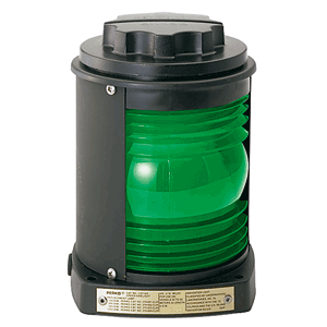 PERKO SIDE LIGHT, BLACK PLASTIC, GREEN LENS
