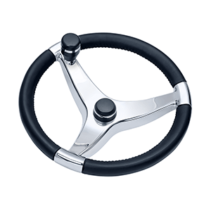 SCHMITT MARINE EVO PRO 316 CAST STAINLESS STEEL STEERING WHEEL W/CONTROL KNOB, 15.5" DIAMETER