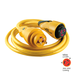 MARINCO CS30-12 EEL 30A 125V SHORE POWER CORDSET, 12', YELLOW