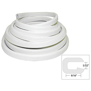 TACO FLEXIBLE VINYL TRIM, 5/32" OPENING X 9/16"W X 25'L, WHITE
