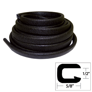 TACO FLEXIBLE VINYL TRIM, 1/2" OPENING X 5/8"W X 25'L, BLACK