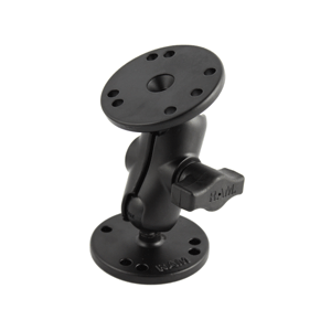 RAM MOUNT 1" BALL DOUBLE SOCKET SHORT ARM W/ 2 2.5" ROUND BASES