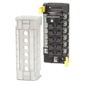 BLUE SEA 5052 ST CLB CIRCUIT BREAKER BLOCK, 6 POSITION W/NEGATIVE BUS