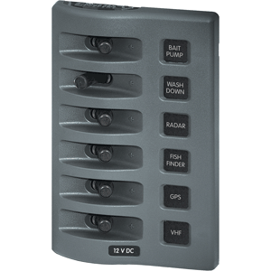 BLUE SEA 4307 WEATHERDECK 12V DC WATERPROOF SWITCH PANEL, 6 POSITION