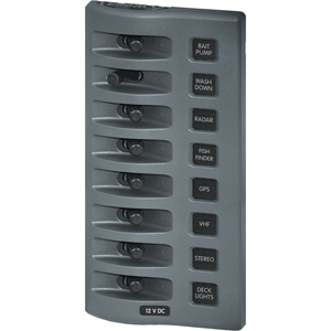 BLUE SEA 4309 WEATHERDECK 12V DC WATERPROOF SWITCH PANEL, 8 POSITION