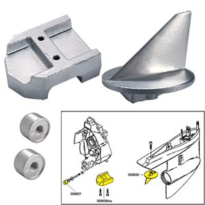 TECNOSEAL ANODE KIT W/HARDWARE, MERCURY ALPHA 1 GEN 1, ZINC