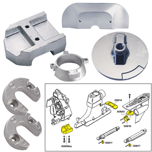 TECNOSEAL ANODE KIT W/HARDWARE, MERCURY ALPHA 1 GEN 2, ALUMINUM