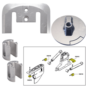 TECNOSEAL ANODE KIT W/HARDWARE, MERCURY BRAVO 2-3, ALUMINUM