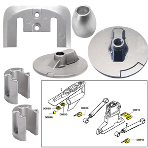 TECNOSEAL ANODE KIT W/HARDWARE, MERCURY BRAVO 3 2004-PRESENT, ALUMINUM