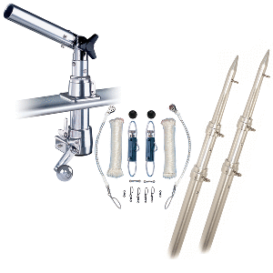 RUPP Z-30 TOP GUN OUTRIGGER KIT W/15' TELESCOPING POLES & COMPLETE SINGLE LINE RIGGING KIT W/KLICKERS RELEASE CLIPS