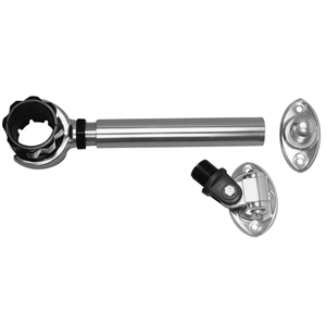 RUPP THREADED ANTENNA SUPPORT W/6" FLAT MOUNT, OVAL 4-WAY BASE & 1.5" COLLAR