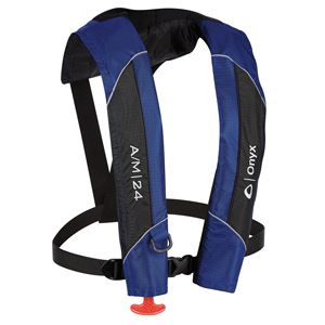ONYX A/M-24 AUTOMATIC/MANUAL INFLATABLE PFD LIFE JACKET, BLUE
