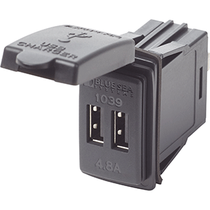 BLUE SEA DUAL USB CHARGER, 24V CONTURA MOUNT