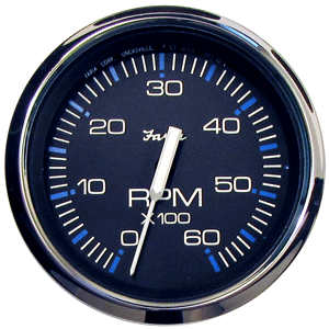 FARIA CHESAPEAKE BLACK 4" TACHOMETER, 6000 RPM (GAS) (INBOARD & I/O)