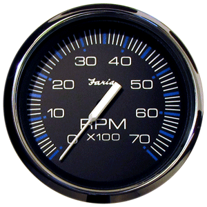 FARIA CHESAPEAKE BLACK 4" TACHOMETER, 7000 RPM (GAS) (ALL OUTBOARDS)