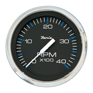 FARIA CHESAPEAKE BLACK 4" TACHOMETER, 4000 RPM (DIESEL)