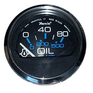 FARIA CHESAPEAKE BLACK 2" OIL PRESSURE GAUGE (80 PSI)