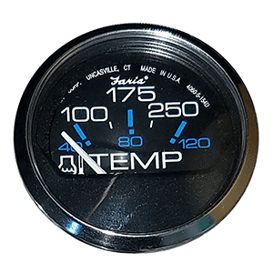 FARIA CHESAPEAKE BLACK 2" WATER TEMPERATURE GAUGE (100-250-DEGF)