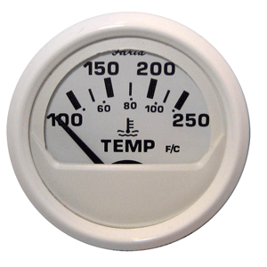 FARIA DRESS WHITE 2" WATER TEMPERATURE GUAGE (100-250-DEGF)