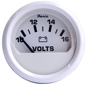 FARIA DRESS WHITE 2" VOLTMETER (10-16 VDC)