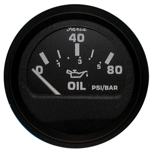 FARIA EURO BLACK 2" OIL PRESSURE GAUGE (80 PSI)